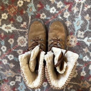 Bear paw Brown Suede Winter Boots with Faux Fur Lining